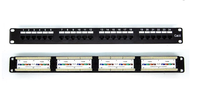 Cat6 24 Port RJ45 Keystone Panel Patch UTP 1U hitam 48 port