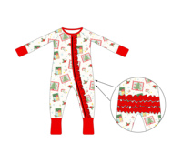 Caja de Regalo de Navidad con Estampado de Adornos de Árbol de Navidad, Pelele con Cierre para Bebé, Doble Cierre, Tela de Bambú Ecológica, Unisex, Manga Larga