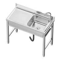 Évier portable en acier inoxydable avec robinet et égouttoir, facilement détachable, pour intérieur/extérieur, cuisine commerciale, restaurant, salle de bain