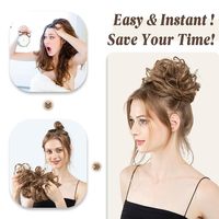 Chignon synthétique élastique pour femme, extension de cheveux bouclés ou lisses, postiche queue de cheval avec attache en élastique