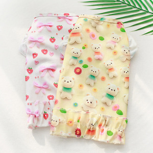 Cute Strawberry Print Pet Dress For Small Dogs And Cats Polyester Vest With Ruffles Spring Summer Wear - Product Image 2