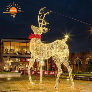 Giant Commical Large-scale 3d Santa Claus and Christmas <strong>Reindeer</strong> with LED <strong>Lights</strong> to <strong>Light</strong> <strong>up</strong> Holiday <strong>Outdoor</strong> Party Decoration - Product Image 2