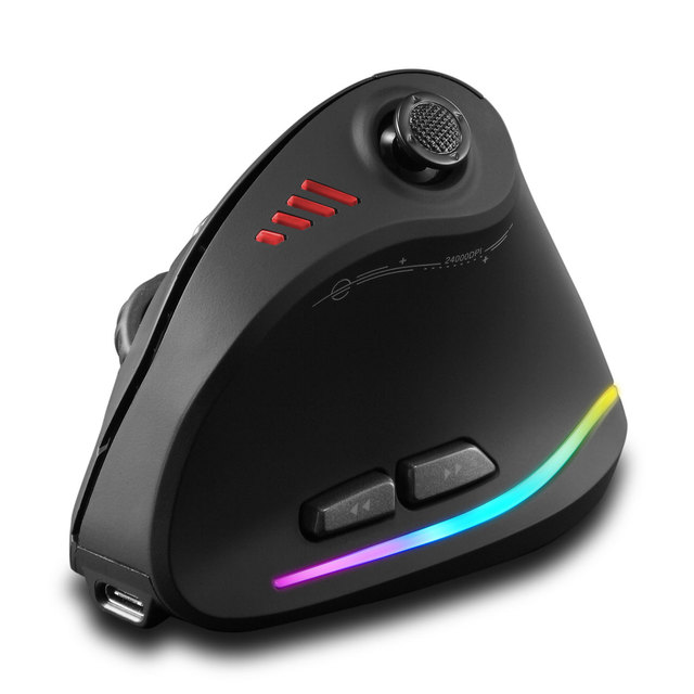 ZELOTES F-18 Wireless RGB Backlit Right-Handed Triple Mode Game Programmable Optical Sensor Vertical Grip Ergonomic Mouse Stock
