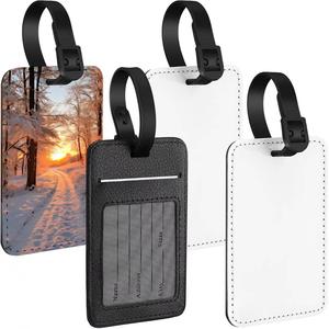Porte-cartes d'identité personnalisé en sublimation, étiquettes de bagages vierges en similicuir PU avec sangle - Product Image 1