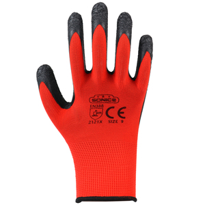 Gants de travail antistatiques et antidérapants SONICE, nouvelle sortie, 13g, revêtement en <span class=keywords><strong>latex</strong></span> rouge gaufré pour une meilleure adhérence, pour la sécurité des travaux mécaniques - Product Image 3