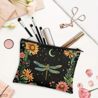 Pochette en toile de coton durable avec logo personnalisé imprimé en couleur, idéale pour la Fête des Mères, les anniversaires, ou comme trousse de maquillage avec fermeture éclair