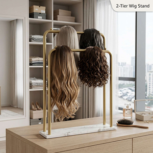 Affordable Luxury <strong>Gold</strong> Double-Tier Metal Stand with Marble Base, Floor-Standing Jewelry Display, Bathroom <strong>Shelving</strong> <strong>Unit</strong> - Product Image 4