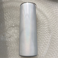 Bouteille d'eau à paillettes double paroi en acier inoxydable, contenant isolé, pour sublimation, blanc, droit, slim, avec paille, 10 oz 20oz 30oz