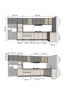 Mobili da <span class=keywords><strong>Cucina</strong></span> Moderni in Legno Massello su Misura con Contenitore Nascosto per Riso, Organizzatore Multifunzionale Resistente all'Acqua, <span class=keywords><strong>Dimensioni</strong></span> Personalizzabili - Product Image 2
