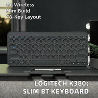 Keyboard Nirkabel Logitech K380 Slim Portable Bluetooth 78 Tombol dengan Desain Gunting Baru untuk Mac Laptop iPad iPhone