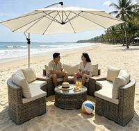 Sofá Seccional Modular Curvo para Exteriores con Mesa de Centro, Juego de Muebles de Patio Redondos en Forma de Media Luna para Villa de Lujo, Directo de Fábrica