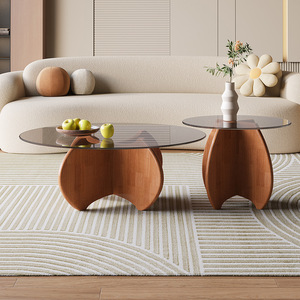 Einfaches Massivholz-Couchtisch-Set Moderne Wohnzimmermöbel für Kleine Wohnungen Freistehender Beistelltisch Balkon-Teetisch - Product Image 5