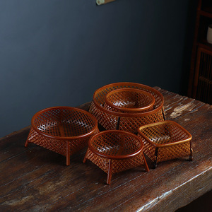 <b>Bamboo</b> Woven Storage Baskets Round For Fruit Tea Snacks Living Room Use Standing Type - Product Image 2