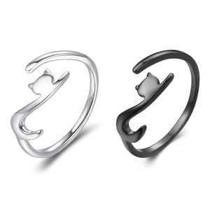 Sticky <b>Cat</b> <b>Ring</b> Plated White Gold Black Gold Copper Unisex Cute Animal Shape Fashion Jewelry Daily Wear Gift - Product Image 1