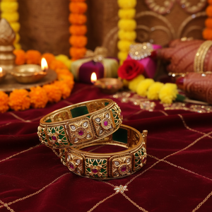 PADMAWATI Private Limited Luxury Tungsten Gold Plated Original Multi Color Women's <b>Bangles</b> Set Indian Bridal Wedding Party Gift - Product Image 3