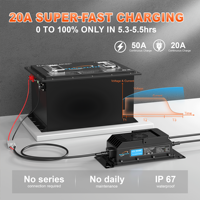 Kit de batterie lithium pour voiturette de golf US Stock 48V 105Ah LiFePO4, pack batterie 51.2V avec chargeur embarqué 20A, jauge et prise AC