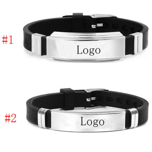 Pulsera de silicona para personalizar, pulsera ajustable de acero inoxidable, pedido mínimo de 1 pieza - Product Image 1