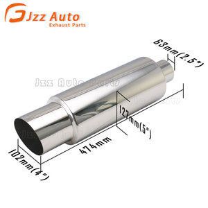 Sistema de escape de piezas de automóvil universales, silenciador trasero de salida modificado de 2,5 "en 4", silenciador de escape de cuerpo redondo de acero inoxidable de 5 "para coche - Product Image 3