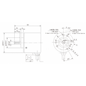 Encoder Rotary Inkremental Tipe Elektrik 38MM Poros 6mm Hengstler RI41-EO/1024/2000/2500ES DC 5-24V Kabel Solder Lug Coding - Product Image 4
