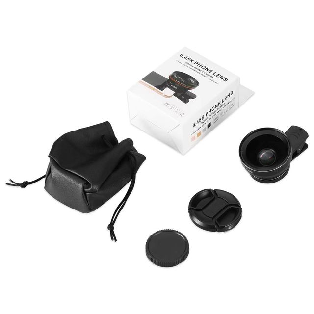 12.5X Macro 0.45X Super Wide Angle 2 in 1 Clip-on Professional Mobile Phone Camera Lenses Fish Eye Lens for Phone