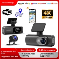 Caméra de Voiture 4K Double Objectif Grand Angle 170° Vision Nocturne WiFi Enregistrement Avant et Arrière GPS Enregistreur de Recul Ultra HD Anti-Collision ADAS
