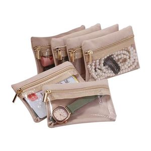 Pochette zippée en velours doux transparent OEM, légère, pour organiser les objets de voyage, pochette à rouge à lèvres - Product Image 2
