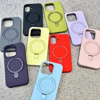 Étui de téléphone en silicone liquide avec anneau magnétique compatible avec iPhone 16 15 14 Plus 13 12 11 Pro Max, coque mate souple