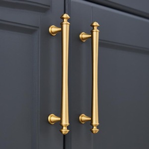 Poignées de meuble vintage européennes en laiton massif, boutons de tiroir en cuivre pour armoires de cuisine et de chambre à coucher et commodes - Product Image 2