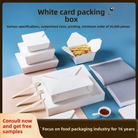 Boîte alimentaire rectangulaire jetable en carton blanc de style occidental pour emporter, emballage bento, restauration rapide, conteneur commercial pour nouilles et riz