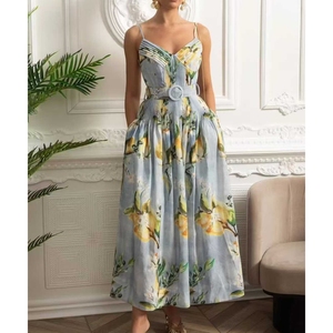 Vendita all'Ingrosso di <span class=keywords><strong>Abbigliamento</strong></span> Boutique, Nuovi Stili Estivi di Abiti da Donna con Lacci, Stampe <span class=keywords><strong>Retrò</strong></span> e Spalline Sottili - Product Image 2