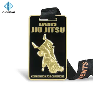 Faites votre propre conception métal Judo karaté boxe médailles prix en alliage de Zinc or Bronze mort noir 3D médaille Taekwondo avec ruban