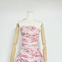 A12299 Robe Courte d'Été Ample pour Femme, Imprimé Floral, Style Plage, Col Halter, Épaules Dénudées, Impression Numérique