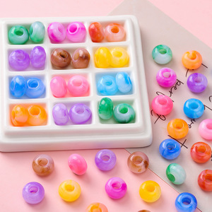 Acrylic Transparent Stained <b>Large</b> Hole Round <b>Beads</b> Loose For Bracelet Making DIY Jewelry Accessories Material - Product Image 1