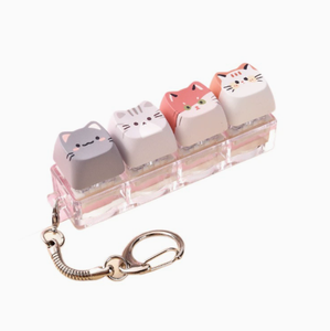 Lindo Llavero con Diseño de Gato, Juguete Antiestrés con Cuatro Cabezas de Gatitos Coloridas en Estuche Transparente para Niños y Adolescentes - Product Image 2