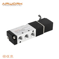 Válvula Neumática de Control Solenoide Tipo Airtac AIRWORK 4v11006, CC 12V, Aleación de Aluminio, Acción Directa/Operada por Piloto, Válvula de Aire Eléctrica 6