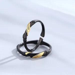 Черное бамбуковое Золотое кольцо с листьями кольцо с зелеными чернилами для детей кольцо в форме бамбука