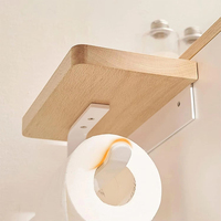 Tempat Tisu Toilet Modern dari Baja Anti Karat Berlapis Bubuk, Tempat Tisu Toilet Dinding dari Bambu untuk Kamar Mandi