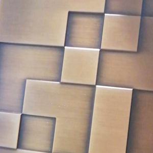 만들기 오래 된 금 황동 청동 매트 패턴 304 산성 에칭 스테인레스 스틸 벽 패널 - Product Image 3