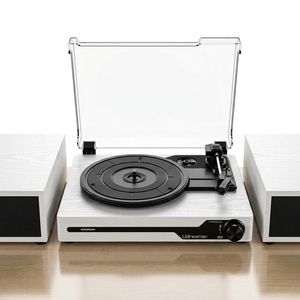 Pièce de décoration esthétique <span class=keywords><strong>blanche</strong></span> pour la maison, <span class=keywords><strong>Bluetooth</strong></span> sans fil avec haut-parleurs externes pour bibliothèque, tourne-disque **lecteur de disques vinyles** - Product Image 6
