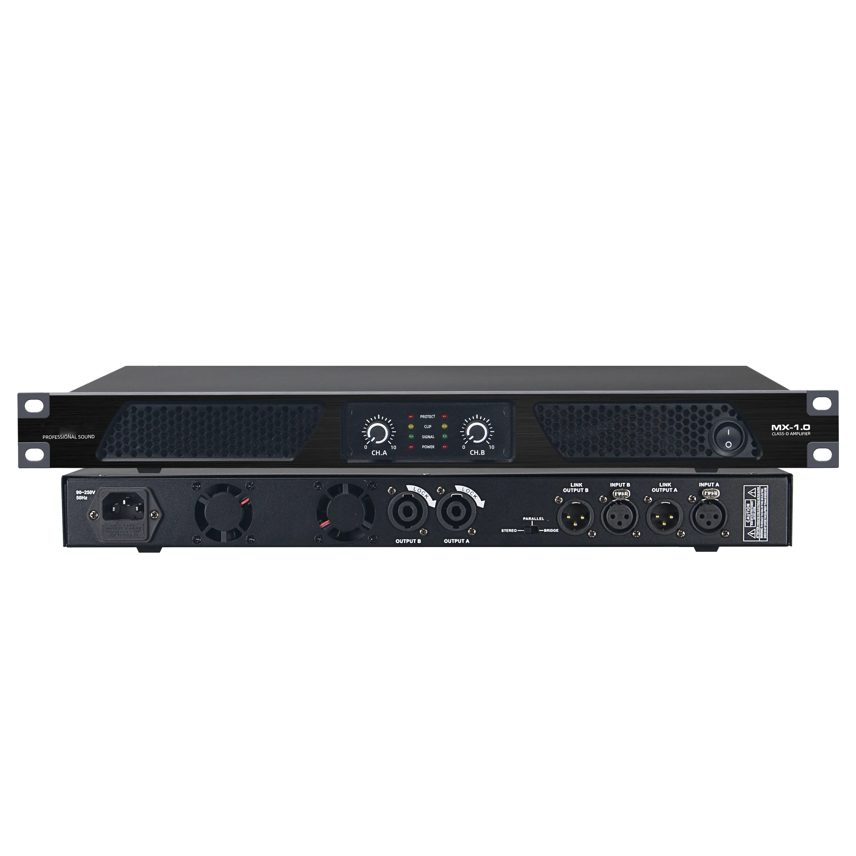 1U 500W 2 Channel Professional Digital Power Amplifier for Stage Performance Concert Meeting KTV