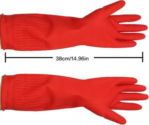 Gants de nettoyage en caoutchouc imperméables longs et flexibles pour la maison, gants de lavage de voiture, gants de lavage de vaisselle réutilisables pour la cuisine - Product Image 2