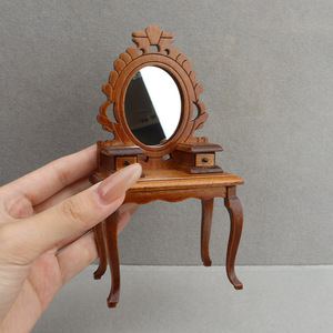 1:12 <span class=keywords><strong>Mini</strong></span> meubles coiffeuse en bois bricolage Miniature jouet maison de poupée meubles - Product Image 2