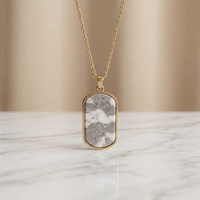 Collier pour homme en acier inoxydable 316L de luxe, pendentif géométrique en pierre naturelle avec placage or, chaîne en boîte, style vintage, bijoux