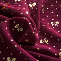 Tissu en mousseline dorée 100% polyester 180D*160Gsm, tissé CEY Airflow, teint uni, pour foulard femme