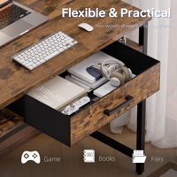 Petit bureau d'ordinateur de 31 pouces pour bureau à domicile avec tiroir de rangement en tissu et tiroir pour sacs, table d'étude et d'écriture, brun rustique