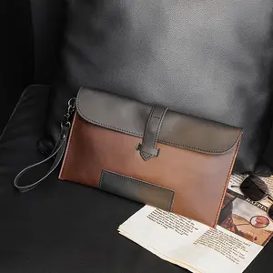 Cartera de mano personalizada al por mayor, bolso de piel sintética, opción Unisex en 4 colores, Cartera de mano de lujo personalizada Crazy Horse de piel sintética para teléfono