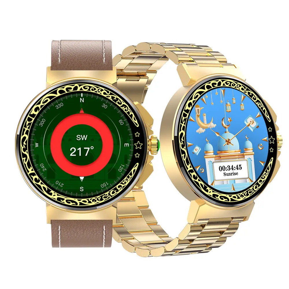 Digital kompass wall compass qibla direction finder gold preghiera time orologi musulmani azan clock i qibla pro watch compass