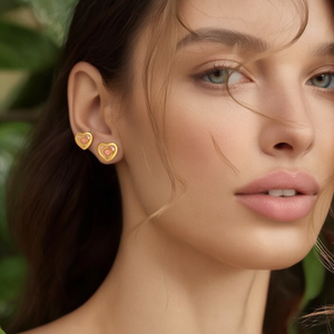 Heart <b>Stud</b> <b>Earrings</b> 316L Stainless Steel PVD Gold Plating Sustainable Resistant Fashion Jewelry - Product Image 3