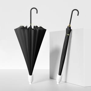 Parapluie promotionnel coupe-vent à poignée courbée, sans gouttelettes, avec logo personnalisé, parapluie droit avec housse télescopique en plastique - Product Image 2