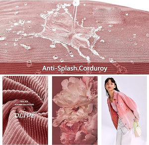 Sac fourre-tout en velours côtelé de haute qualité pour femme, souple, uni, avec fermeture éclair, idéal pour le collège, à porter à l'épaule ou en bandoulière - Product Image 3